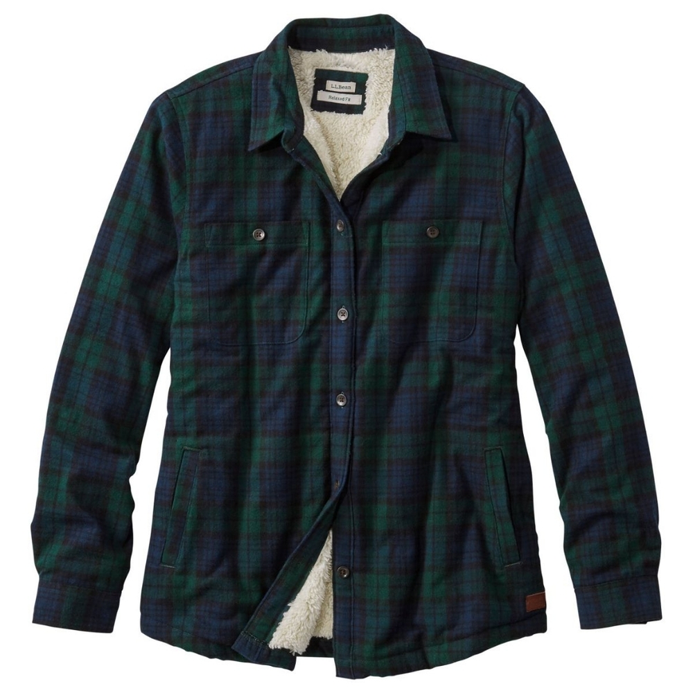 NEW!! L.L. Bean Scotch Plaid Sherpa Lined Shirt